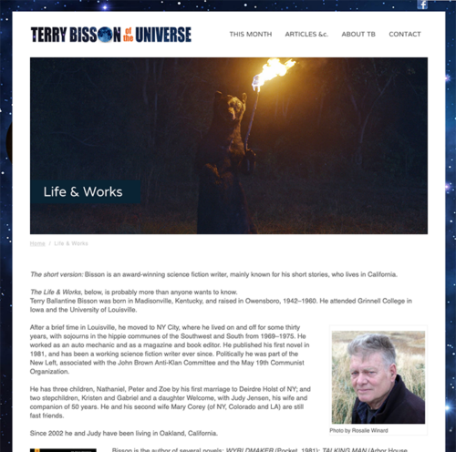 Terry Bisson website page