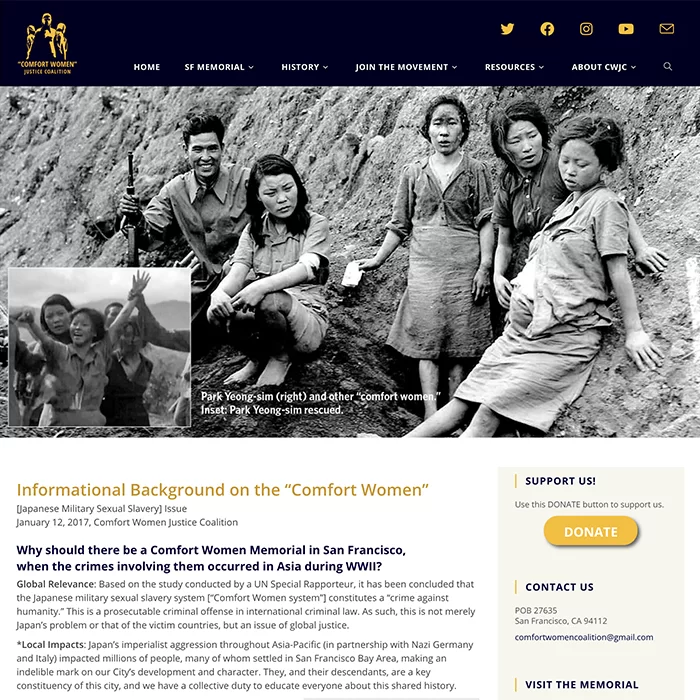 Comfort Women Justice Coalition History page